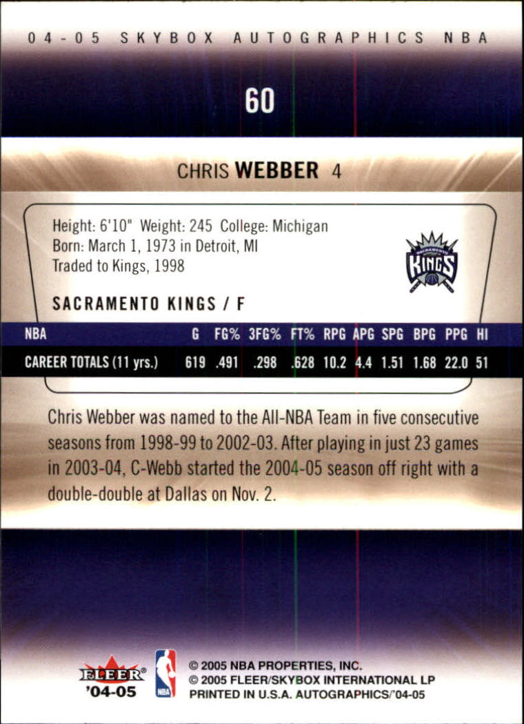 Chris webber cards (1994-2022) Kings Bullets 76ers - You Choose - Picture 219 of 258