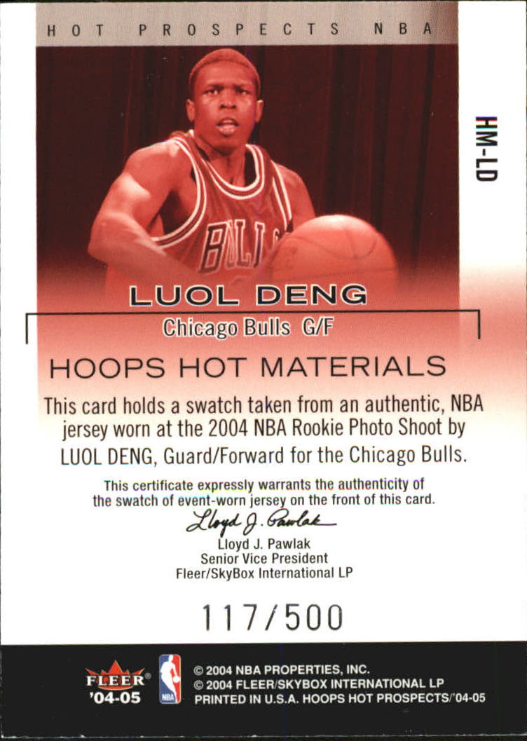2004-05 Hoops Hot Prospects Hot Materials #LD Luol Deng back image