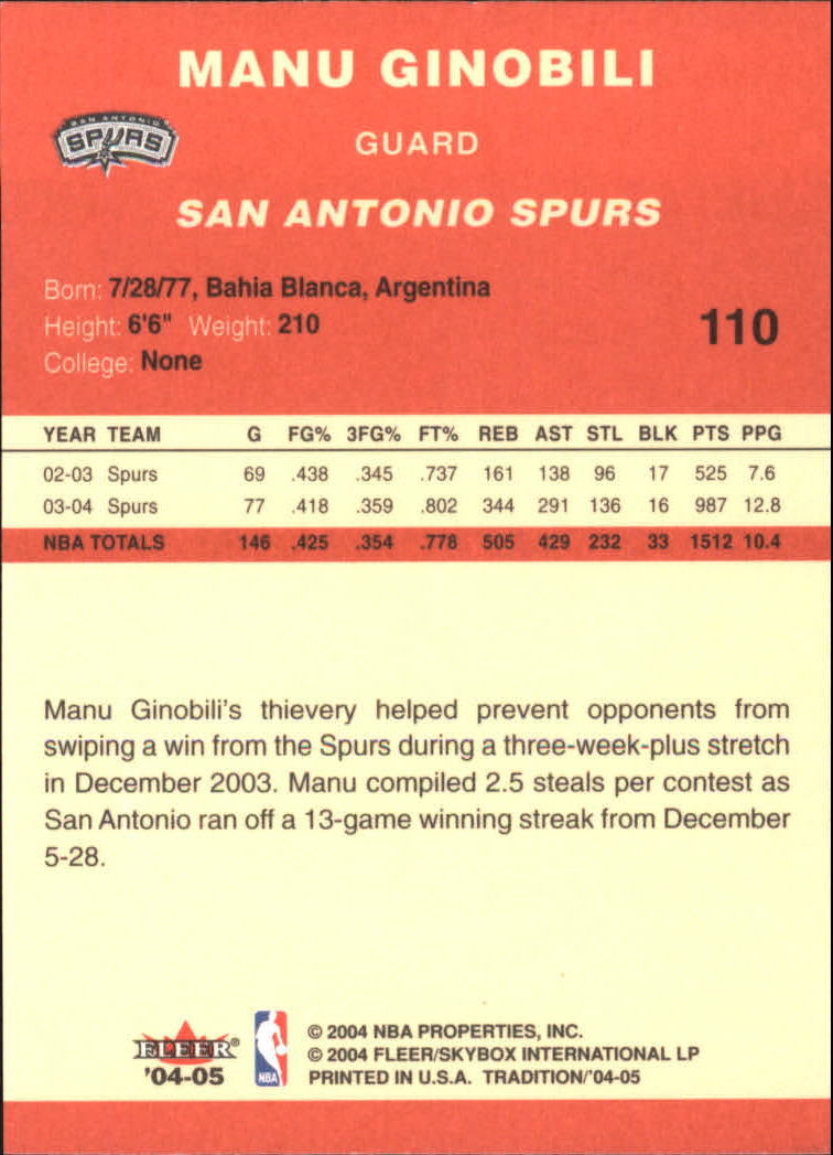 Manu Ginobili cards (2003-2018) Spurs - You Choose - Picture 24 of 163
