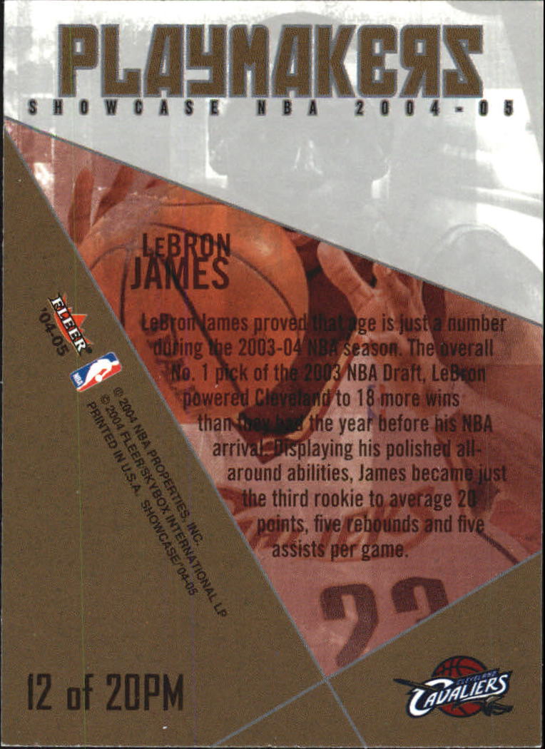 2004-05 Fleer Showcase Playmakers #12 LeBron James back image