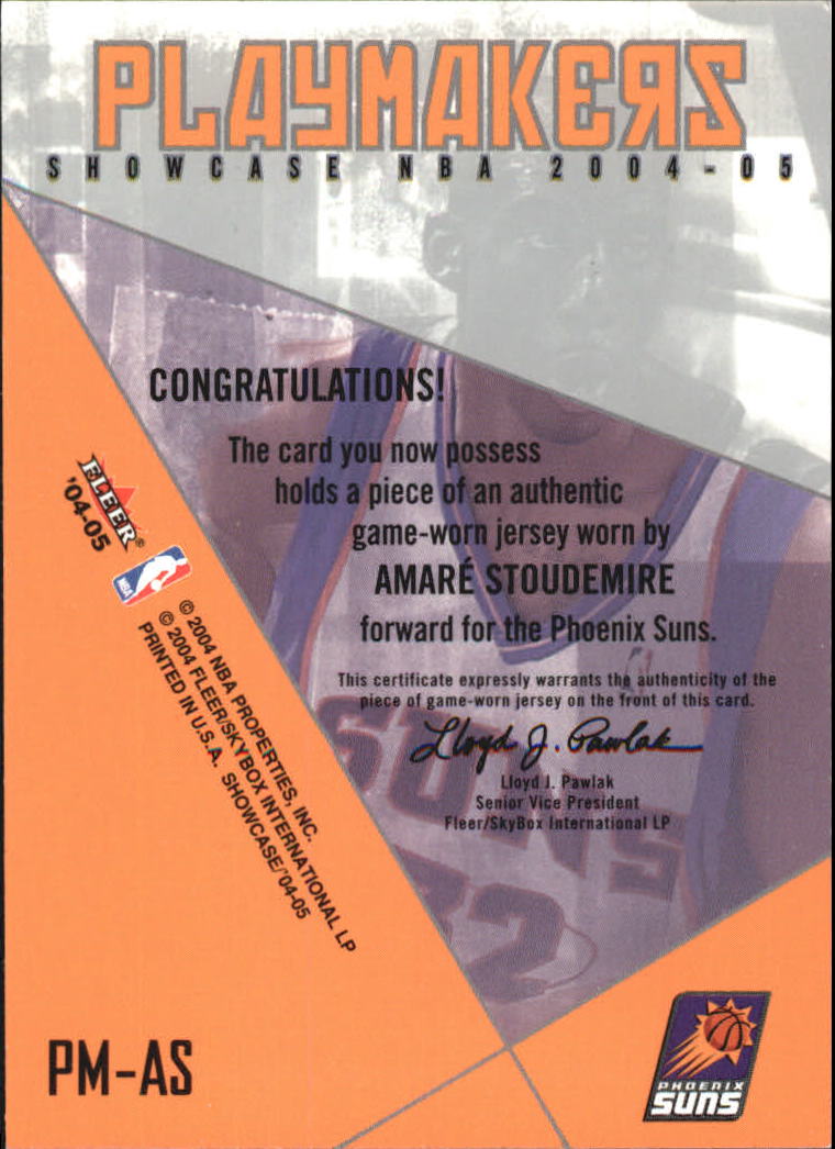 2004-05 Fleer Showcase Playmakers Jerseys #AS Amare Stoudemire back image