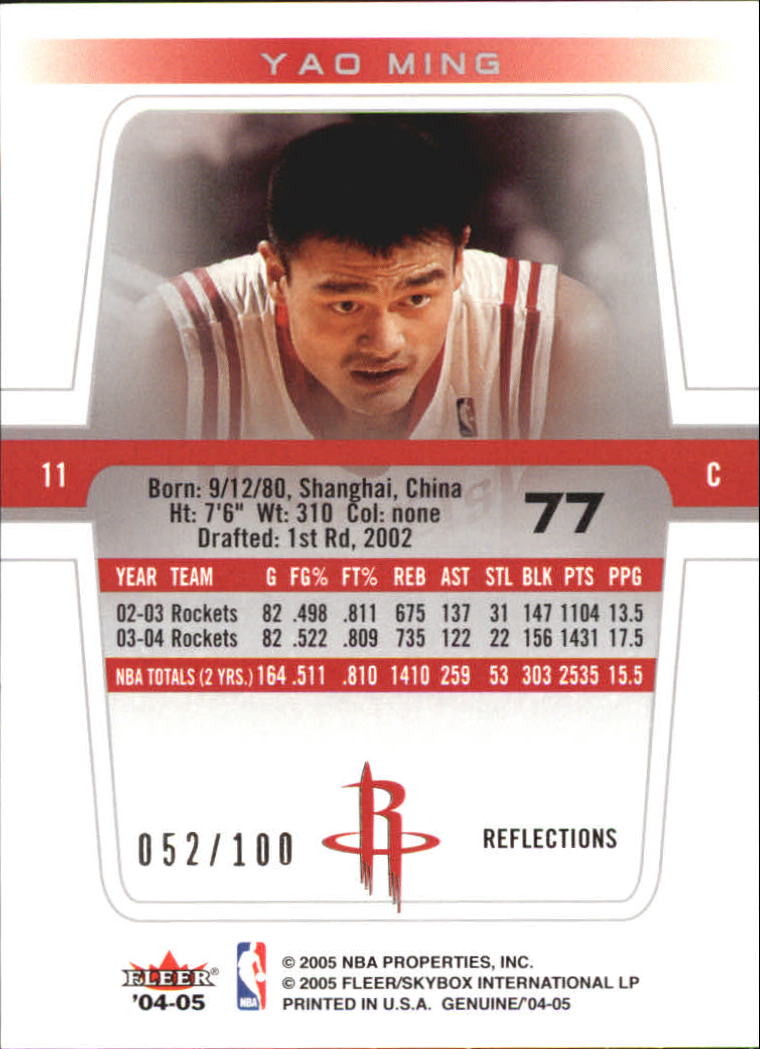 2004-05 Fleer Genuine 100 #77 Yao Ming back image