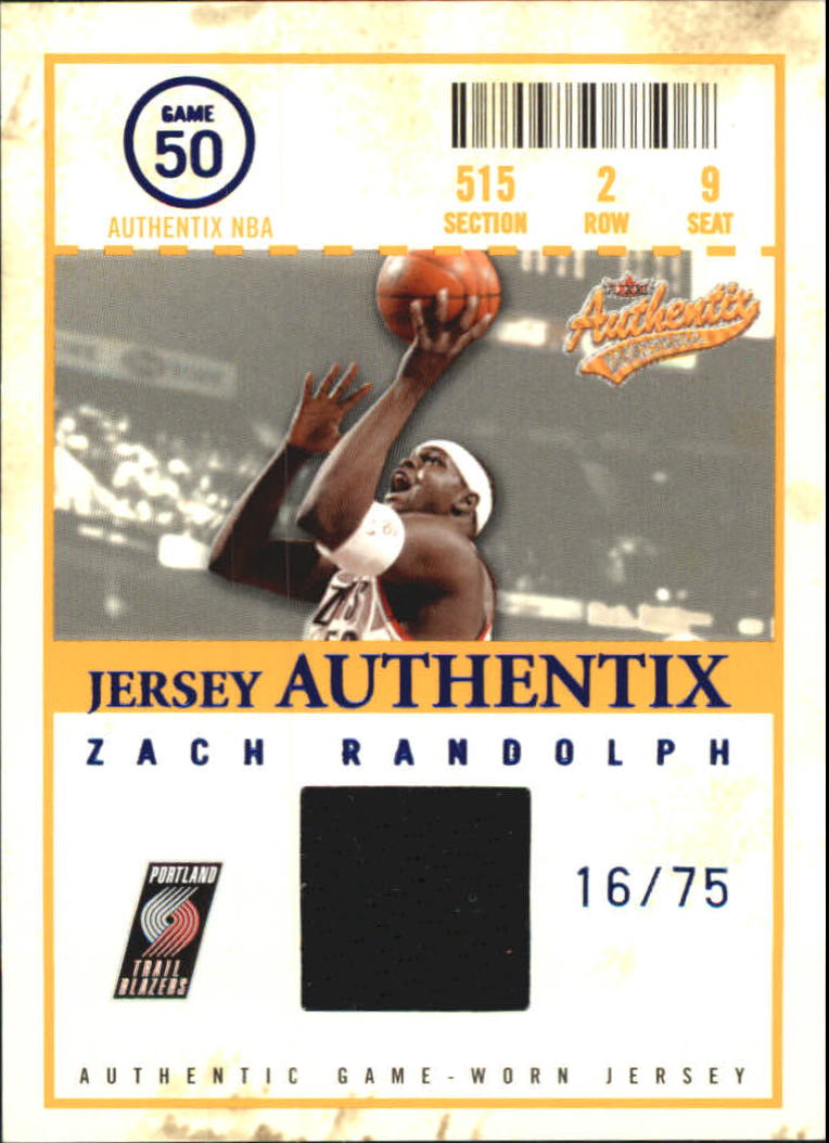 2004-05 Fleer Authentix Jerseys 75 #35 Zach Randolph