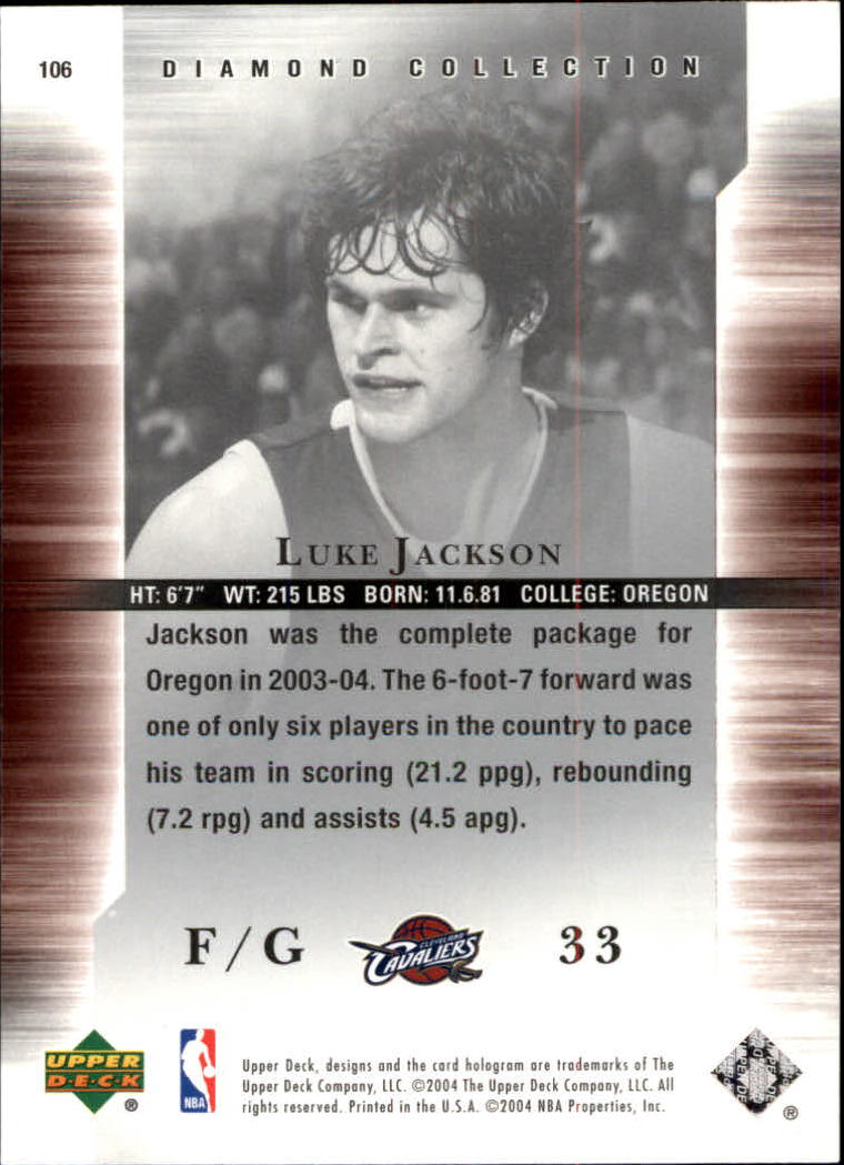 2004-05 Upper Deck All-Star Lineup #106 Luke Jackson RC back image