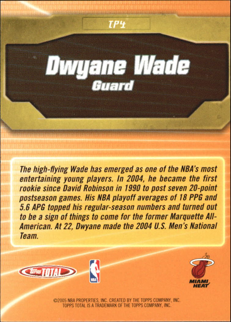 2004-05 Topps Total Package #TP4 Dwyane Wade back image