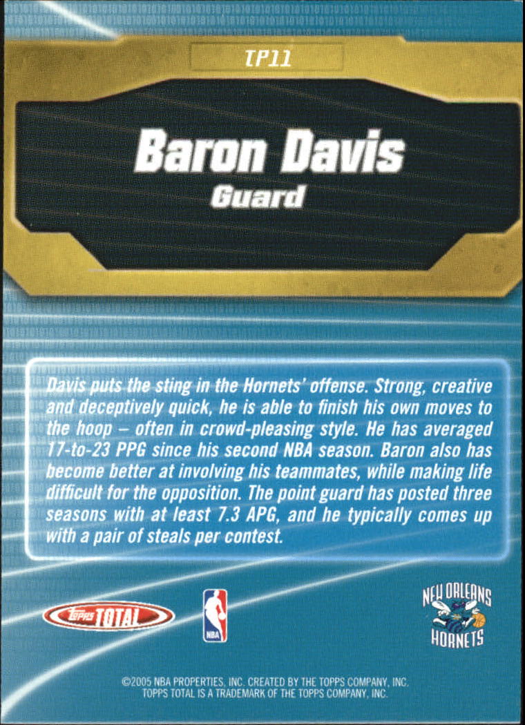 2004-05 Topps Total Package #TP11 Baron Davis back image