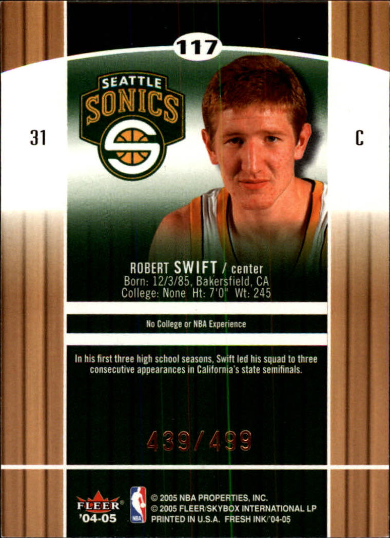 2004-05 SkyBox Fresh Ink #117 Robert Swift RC back image