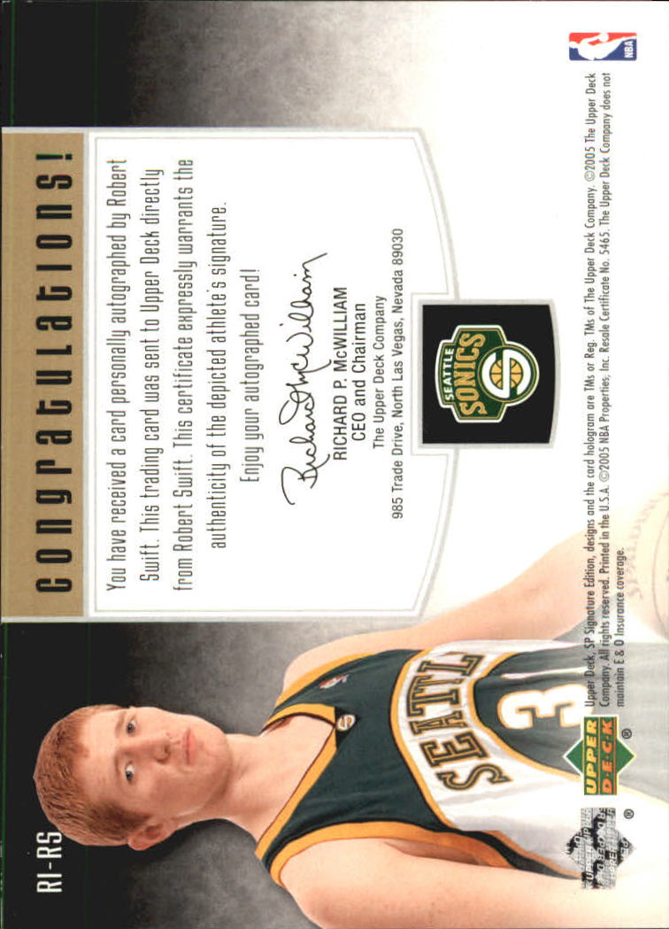 2004-05 SP Signature Edition Rookies INKorporated #RS Robert Swift back image