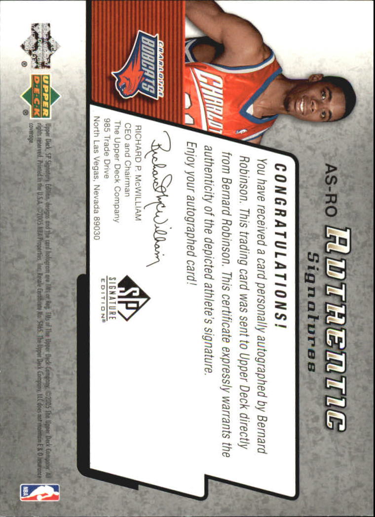 2004-05 SP Signature Edition Signatures #RO Bernard Robinson
