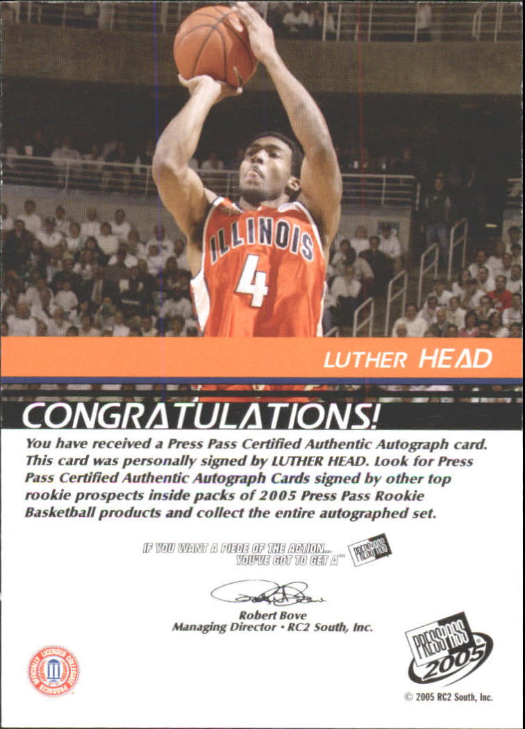 2005 Press Pass Autographs #LH Luther Head back image