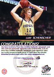 2005 Press Pass Autographs #LS Luke Schenscher back image