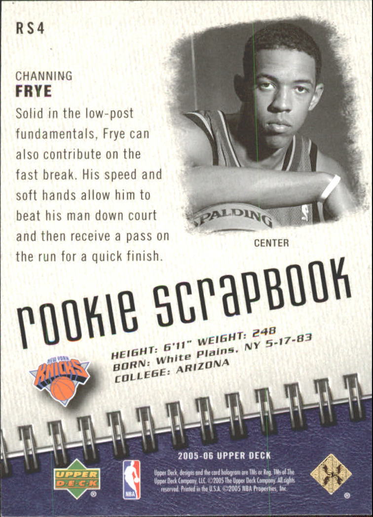 2005-06 Upper Deck Rookie Scrapbook #4 Channing Frye back image