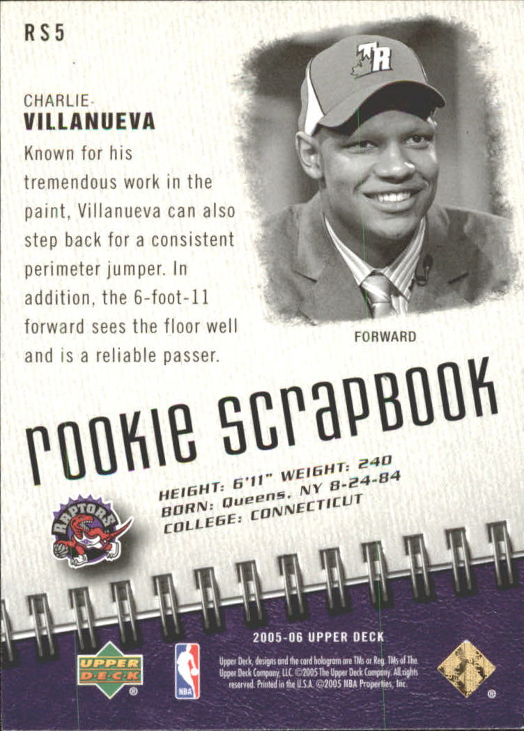 2005-06 Upper Deck Rookie Scrapbook #5 Charlie Villanueva back image