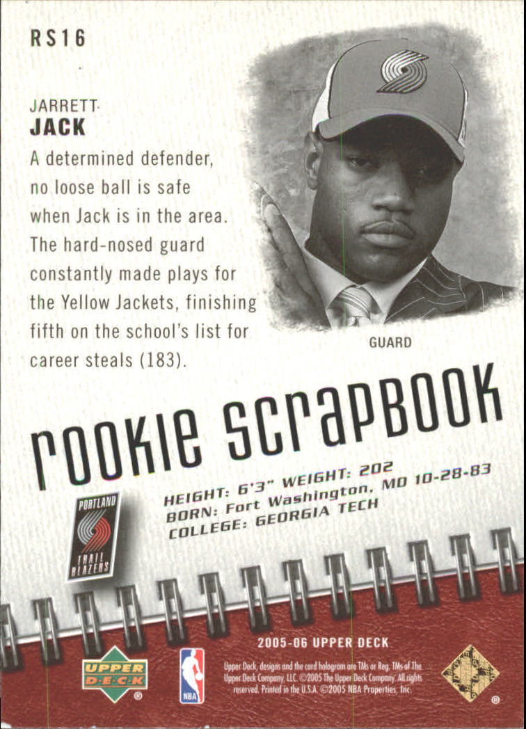 2005-06 Upper Deck Rookie Scrapbook #16 Jarrett Jack back image
