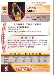 2005-06 Topps Total #85 Chris Mihm back image