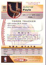 2005-06 Topps Total #93 Adonal Foyle back image