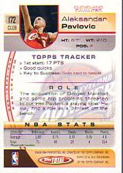 2005-06 Topps Total #172 Aleksandar Pavlovic back image