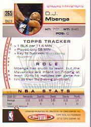 2005-06 Topps Total #265 D.J. Mbenga back image