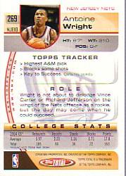 2005-06 Topps Total #269 Antoine Wright RC back image