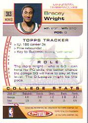 2005-06 Topps Total #313 Bracey Wright RC back image