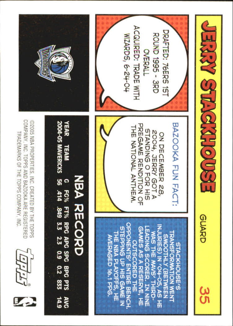 2005-06 Bazooka #35 Jerry Stackhouse back image