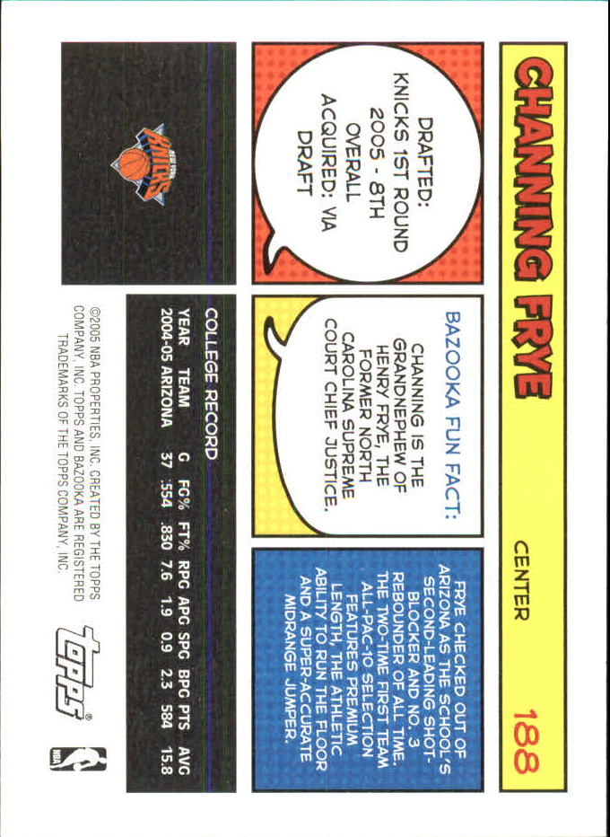 2005-06 Bazooka Minis #188 Channing Frye back image