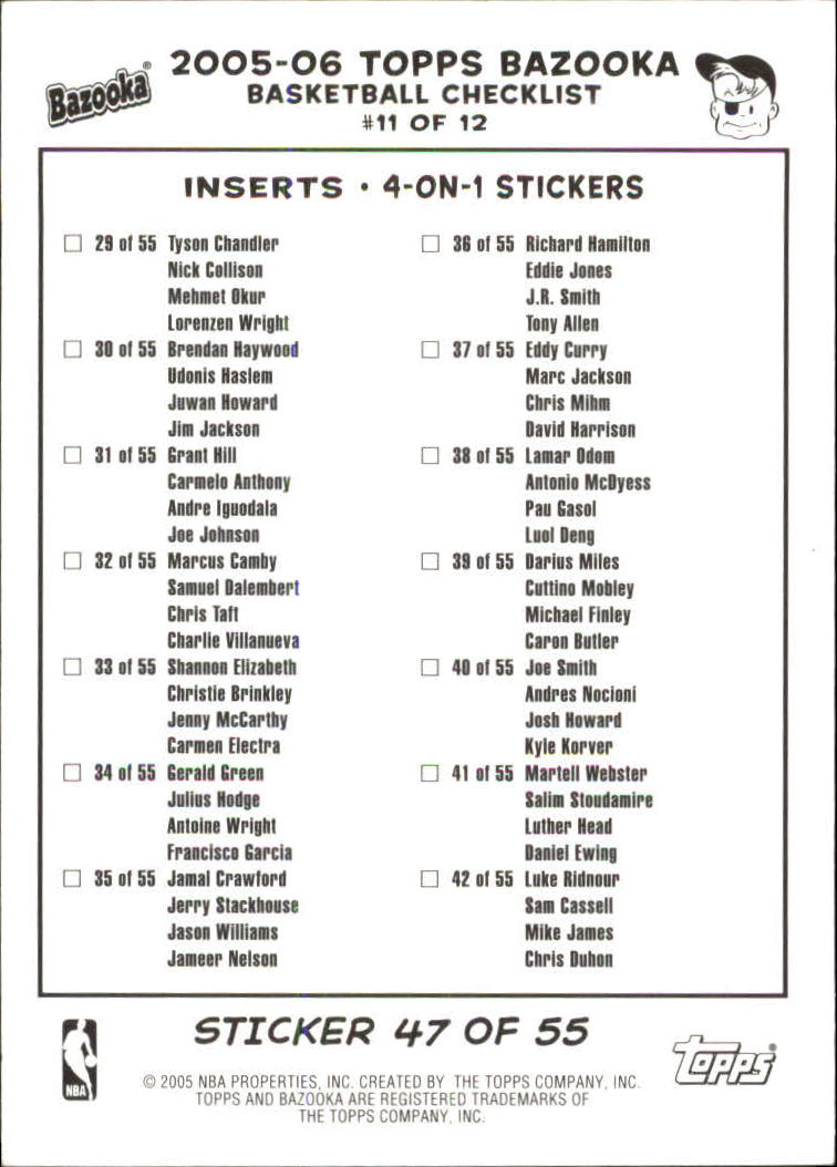 2005-06 Bazooka 4-on-1 Stickers Basketball Card Pick (Inserts) - Picture 37 of 47