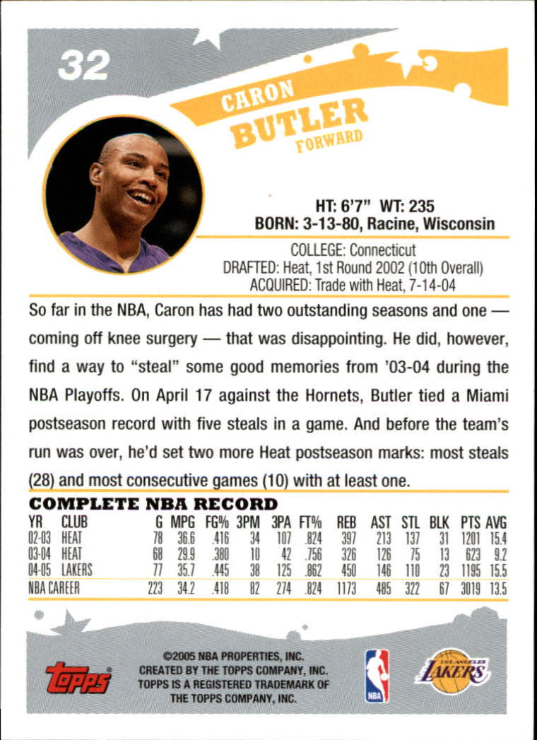 2005-06 Topps #32 Caron Butler back image