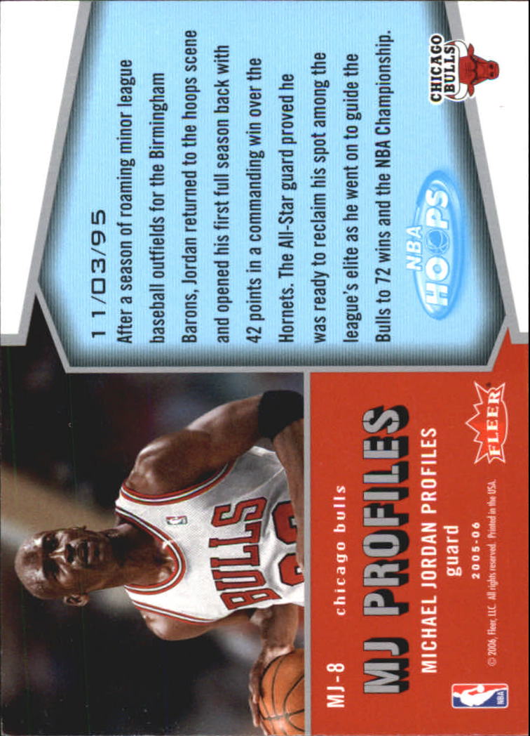 2005-06 Hoops MJ Profiles #MJ8 Michael Jordan back image
