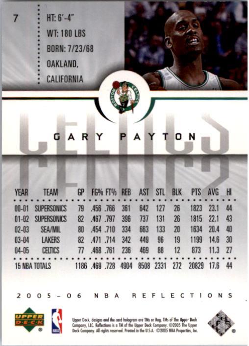 2005-06 Reflections #7 Gary Payton back image