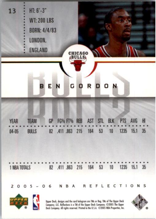 2005-06 Reflections #13 Ben Gordon back image