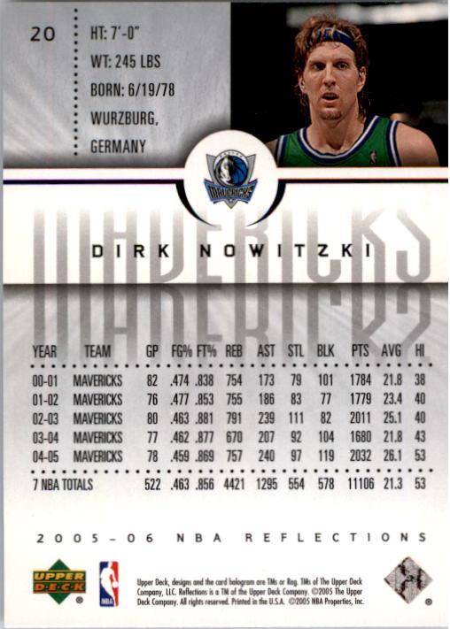 2005-06 Reflections #20 Dirk Nowitzki back image