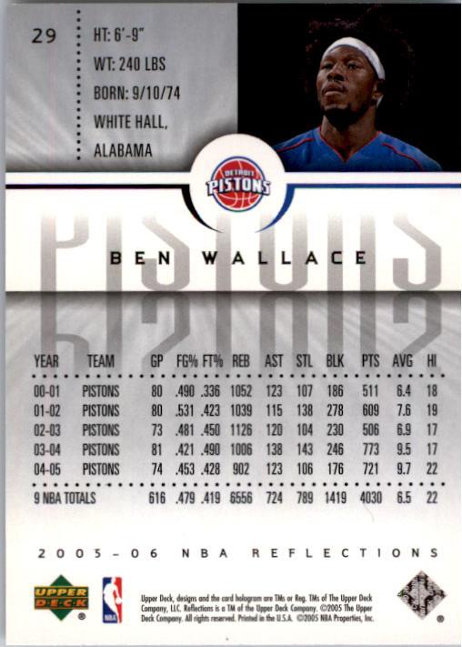 2005-06 Reflections #29 Ben Wallace back image