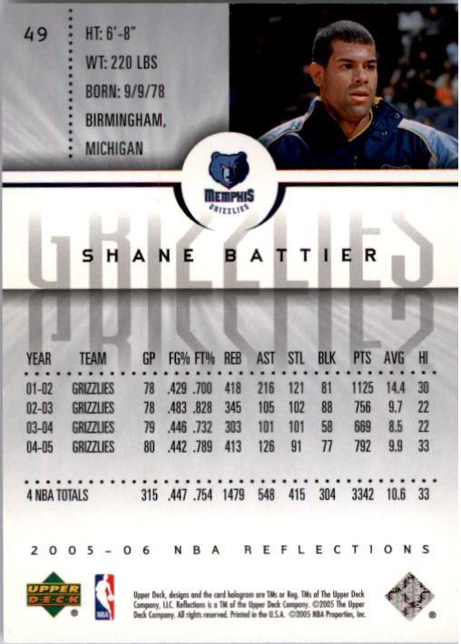 2005-06 Reflections #49 Shane Battier back image