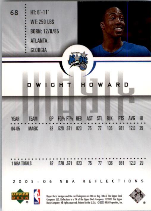 2005-06 Reflections #68 Dwight Howard back image