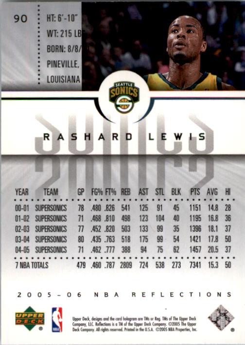 2005-06 Reflections #90 Rashard Lewis back image