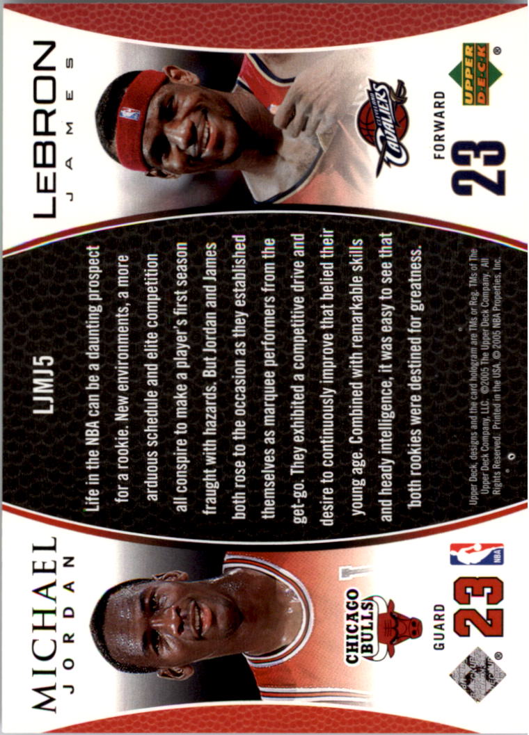 2005-06 Upper Deck Michael Jordan/LeBron James #LJMJ5 Michael Jordan/LeBron James back image