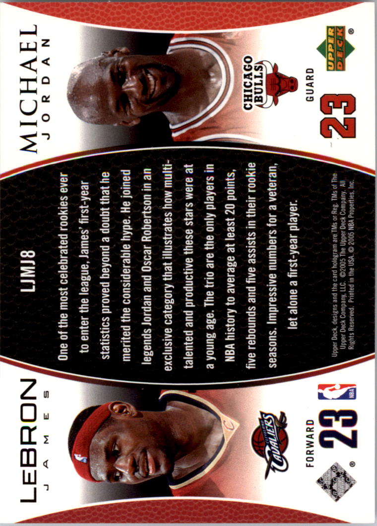 2005-06 Upper Deck Michael Jordan/LeBron James #LJMJ8 Michael Jordan/LeBron James back image