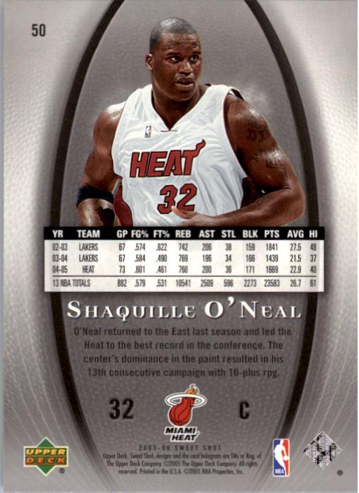 2005-06 Sweet Shot #50 Shaquille O'Neal back image