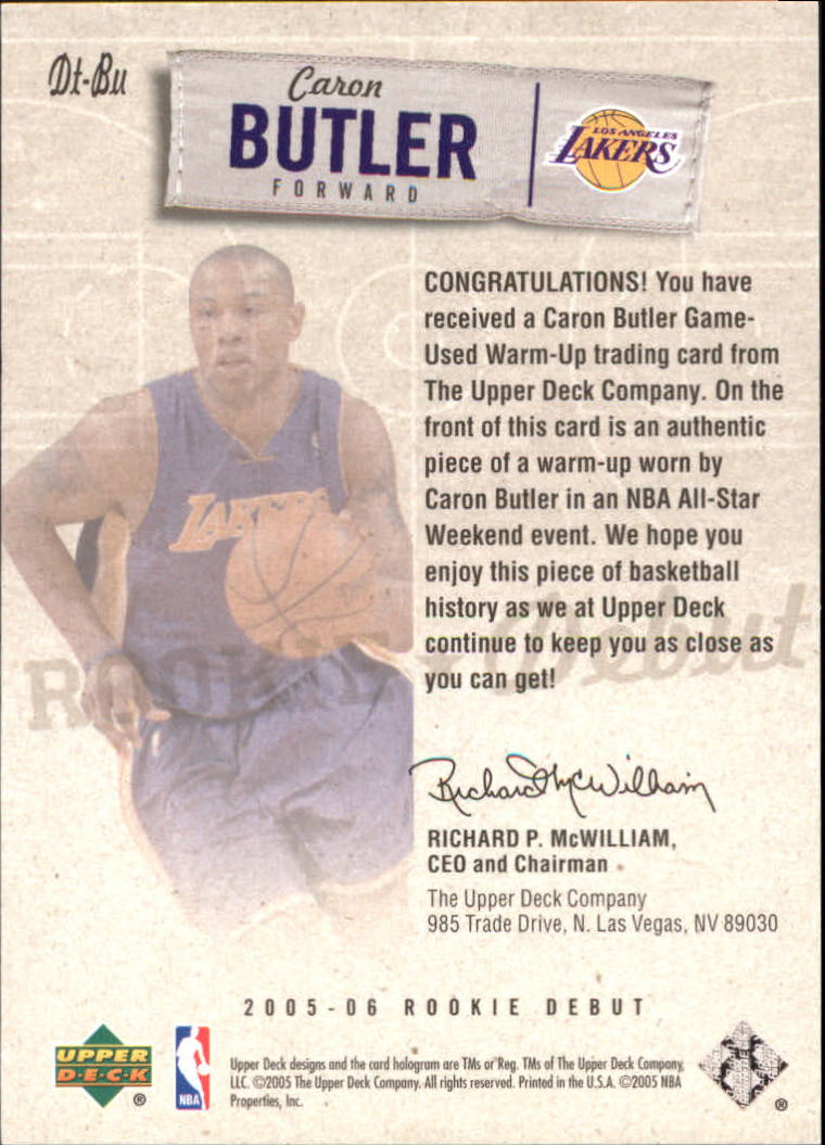 2005-06 Upper Deck Rookie Debut Threads #BU Caron Butler back image