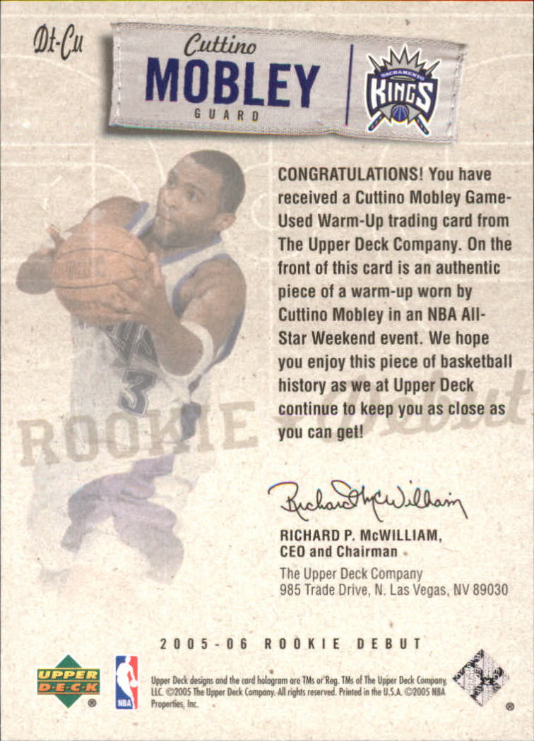 2005-06 Upper Deck Rookie Debut Threads #CU Cuttino Mobley back image