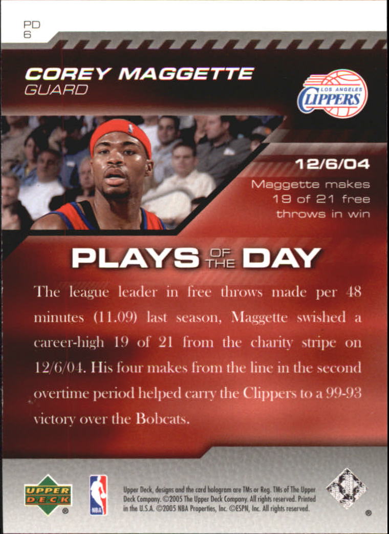 2005-06 Upper Deck ESPN Plays of the Day #PD6 Corey Maggette