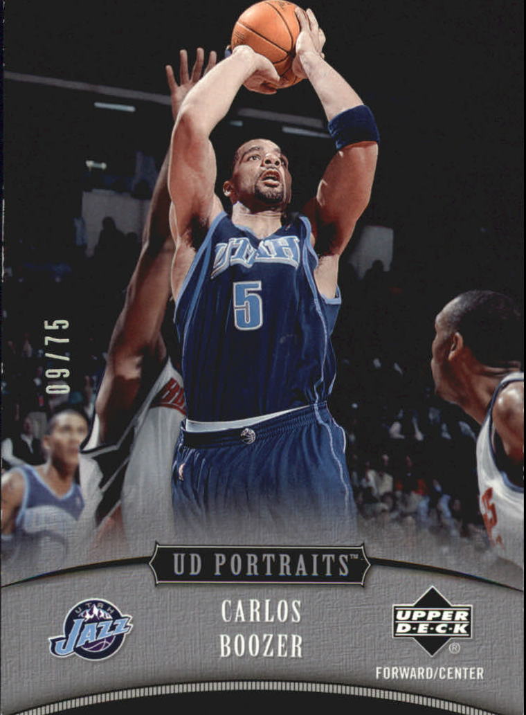 2005-06 UD Portraits 75 Utah Jazz Basketball Card #15 Carlos Boozer /75