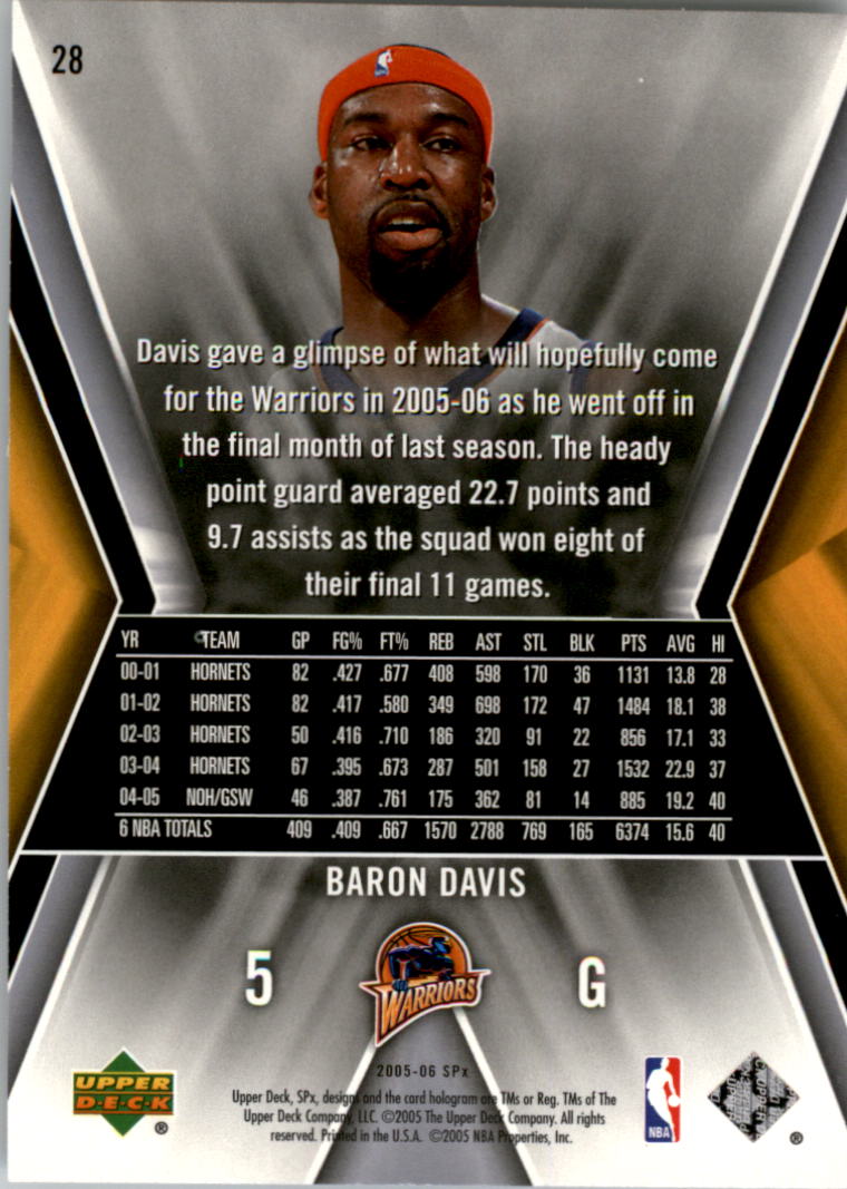 2005-06 SPx #28 Baron Davis back image