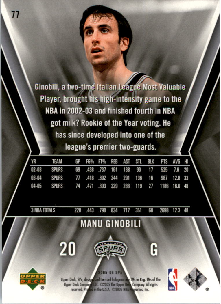 Manu Ginobili cards (2003-2018) Spurs - You Choose - Picture 40 of 163
