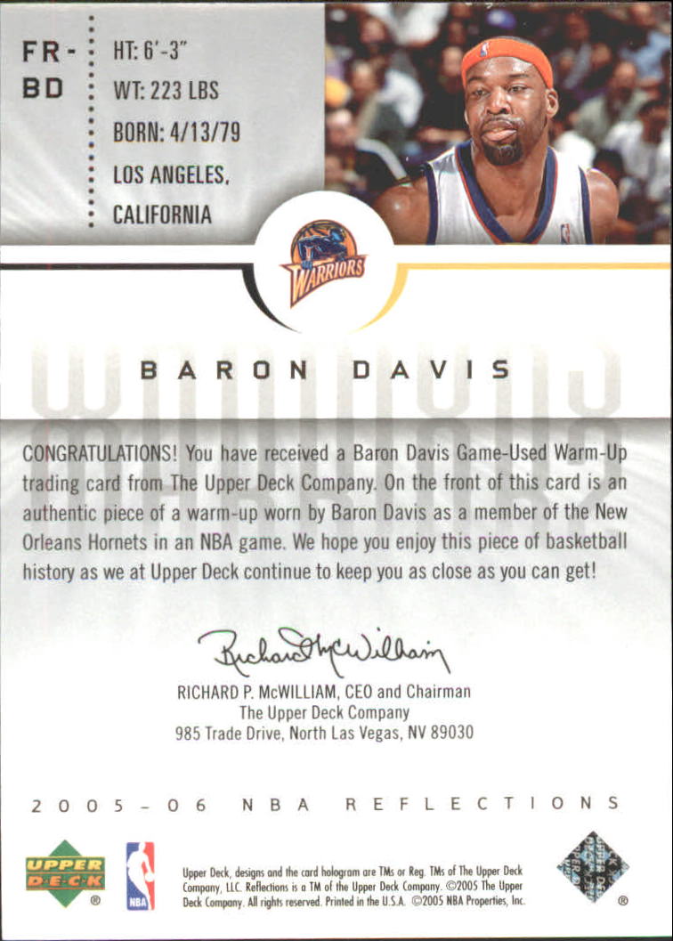 2005-06 Reflections Fabrics #BD Baron Davis back image
