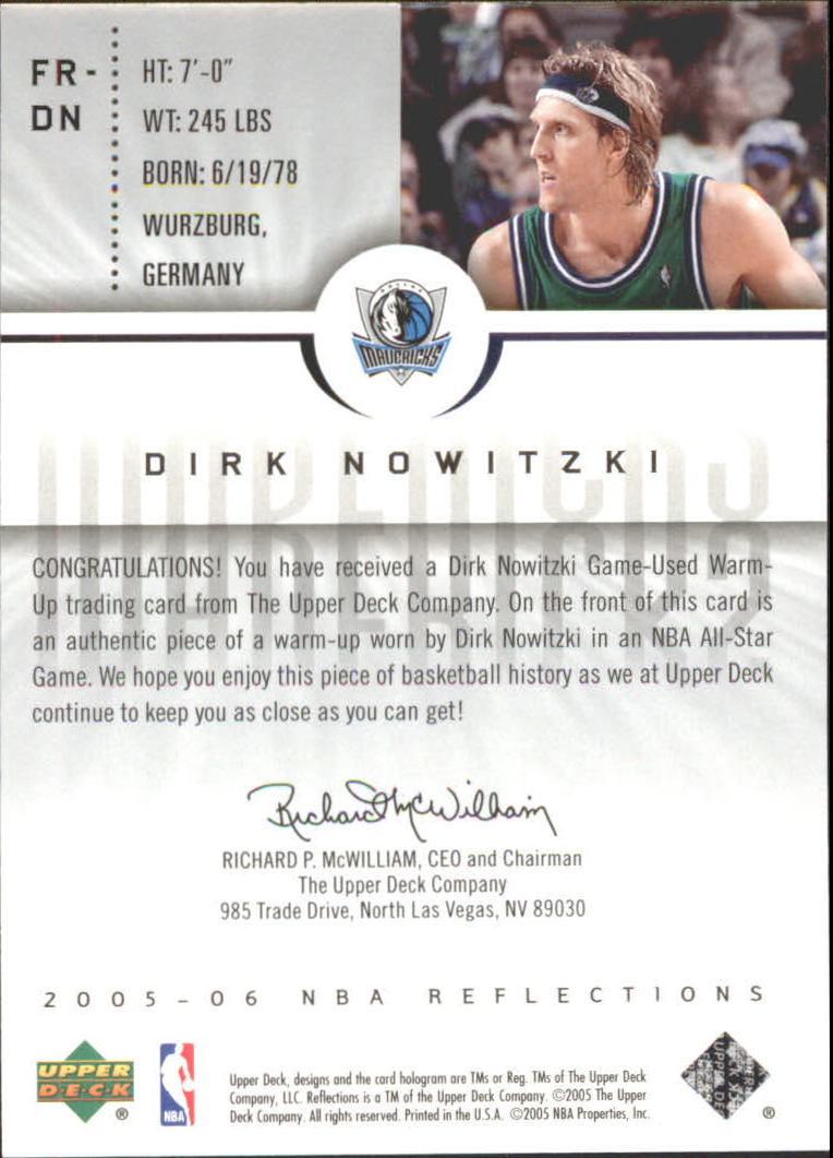 2005-06 Reflections Fabrics #DN Dirk Nowitzki back image