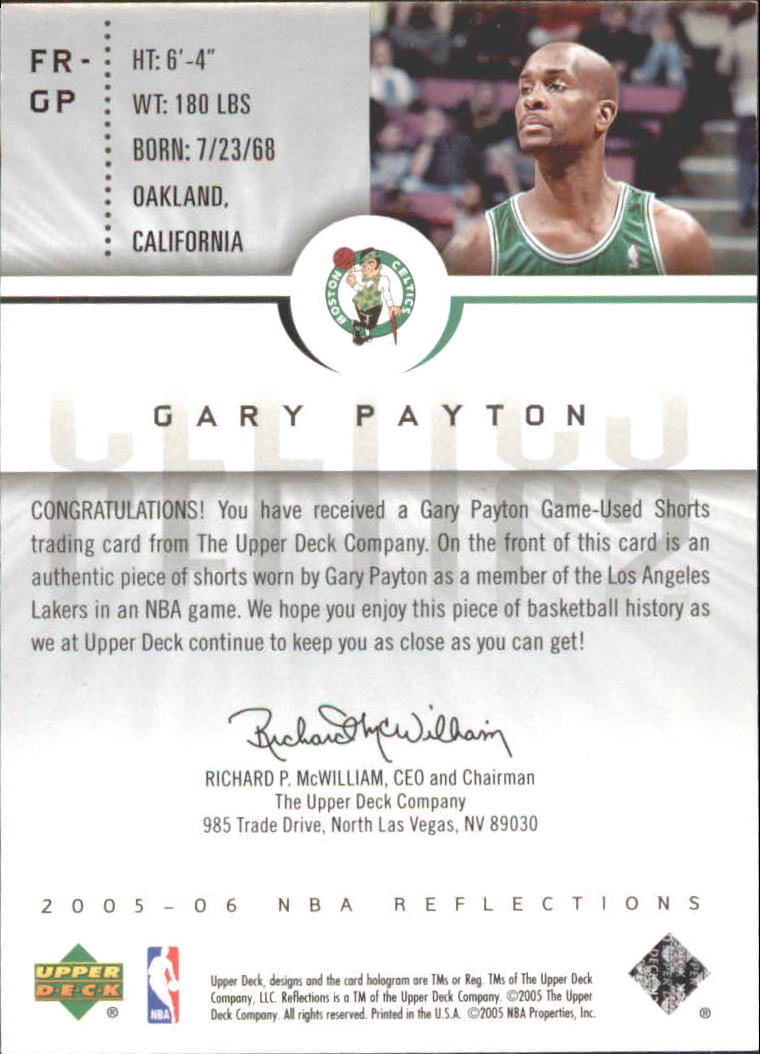 2005-06 Reflections Fabrics #GP Gary Payton back image