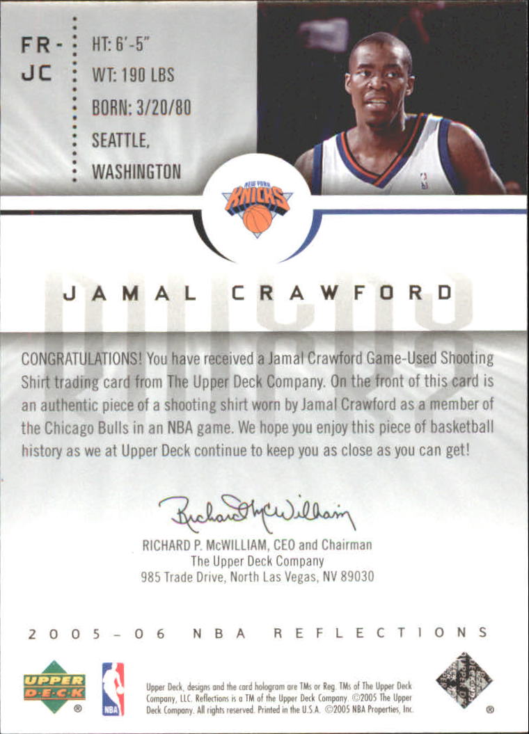 2005-06 Reflections Fabrics #JC Jamal Crawford back image