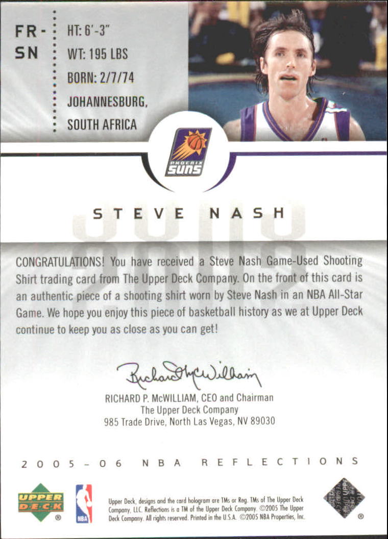 2005-06 Reflections Fabrics #SN Steve Nash back image